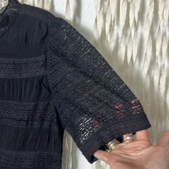 Velvet Black Short Sleeve Lace Dress Size Small - Picture 4 of 12